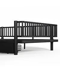 Streamdale Furniture Queen Size Metal Platform Bed with Storage Drawers