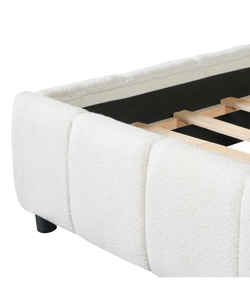 Streamdale Furniture King Size Boucle Upholstered Bed Frame with Thick Headboard