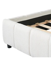Streamdale Furniture King Size Boucle Upholstered Bed Frame with Thick Headboard