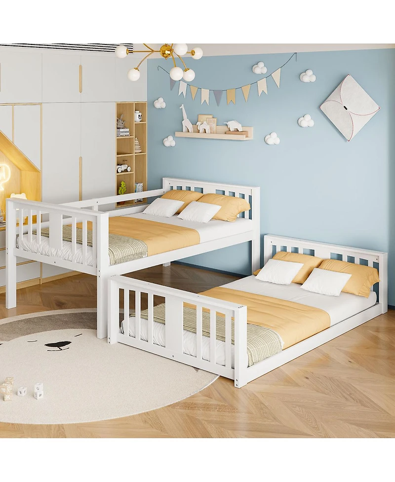 Streamdale Furniture Twin Over Twin Bunk Bed with Ladder