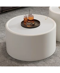 Streamdale Furniture Round Coffee Table with Tempered Glass Top and Hidden Storage