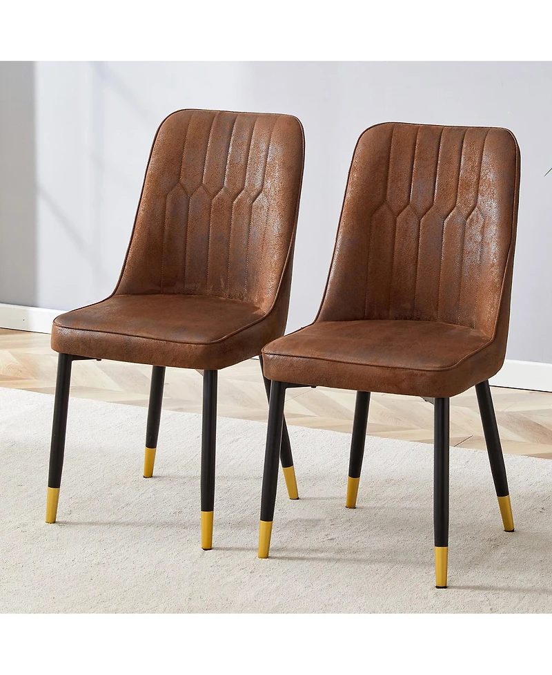 Streamdale Furniture Suede-Like Velvet Dining Chairs with Metal Legs Set of 2