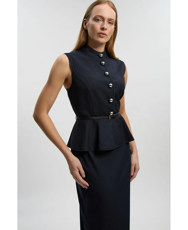 Karen Millen Women's Sleeveless Peplum Midi Dress