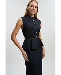 Karen Millen Women's Sleeveless Peplum Midi Dress