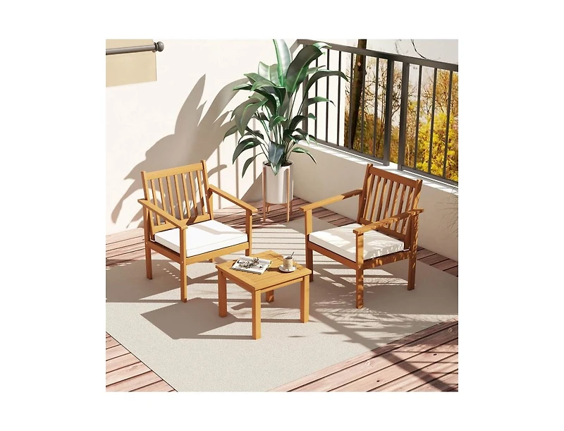 Boyel Living Patio Wood Furniture Set with soft Cushions for Porch