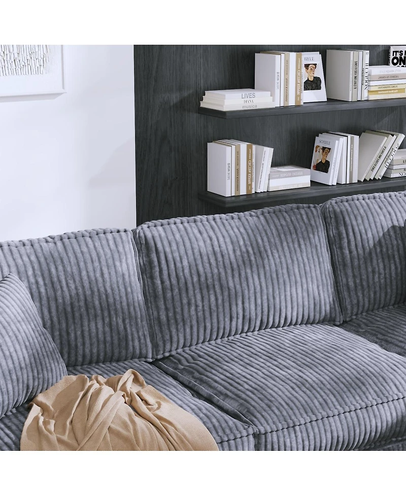 Streamdale Furniture 97'' Corduroy L-Shaped Corner Couch with Armrest Storage