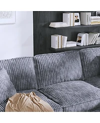 Streamdale Furniture 97'' Corduroy L-Shaped Corner Couch with Armrest Storage