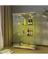 Streamdale Furniture Modern 2-Door Glass Display Cabinet with Led Lights