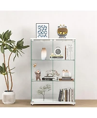 Streamdale Furniture Modern 2-Door Glass Display Cabinet with Led Lights