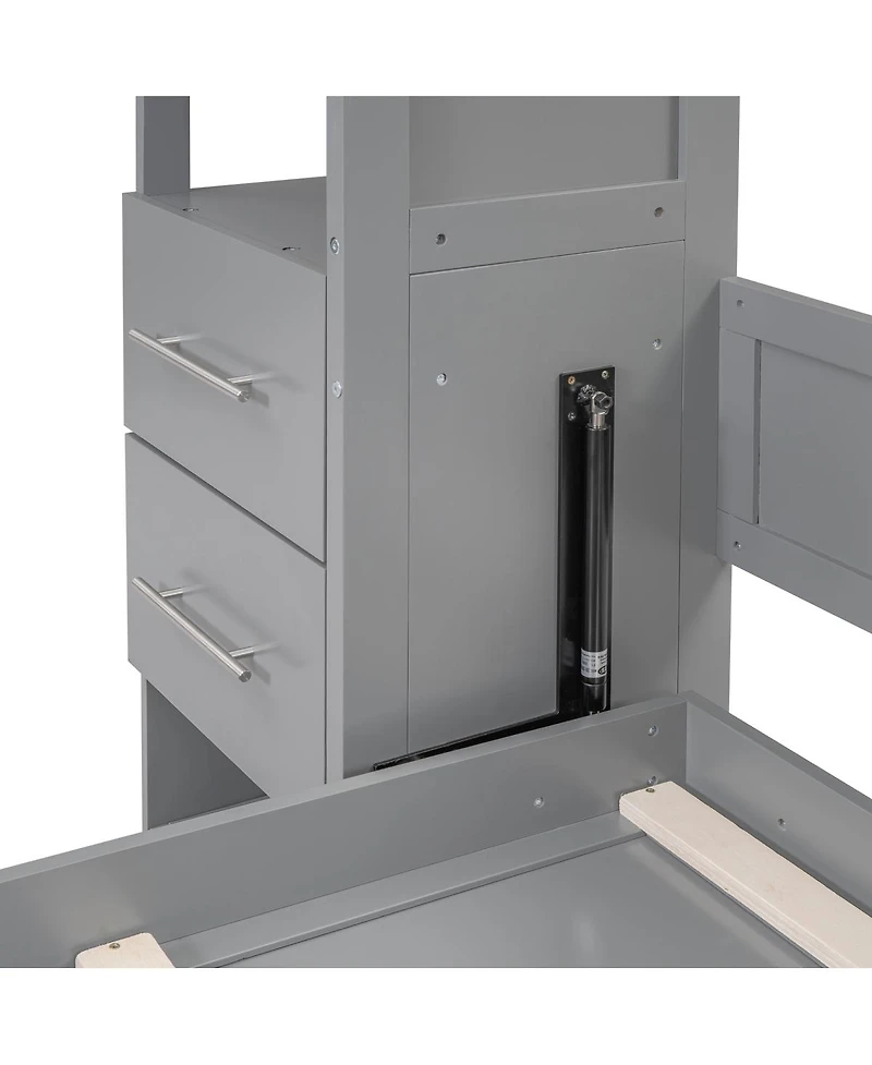 Streamdale Furniture Queen Size Murphy Bed Wall Bed with Shelves Drawers