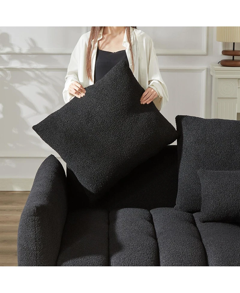 Streamdale Furniture 3-Seater + 3-Seater Teddy Fabric Sofa Set with 6 Cushions