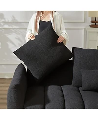 Streamdale Furniture 3-Seater + 3-Seater Teddy Fabric Sofa Set with 6 Cushions