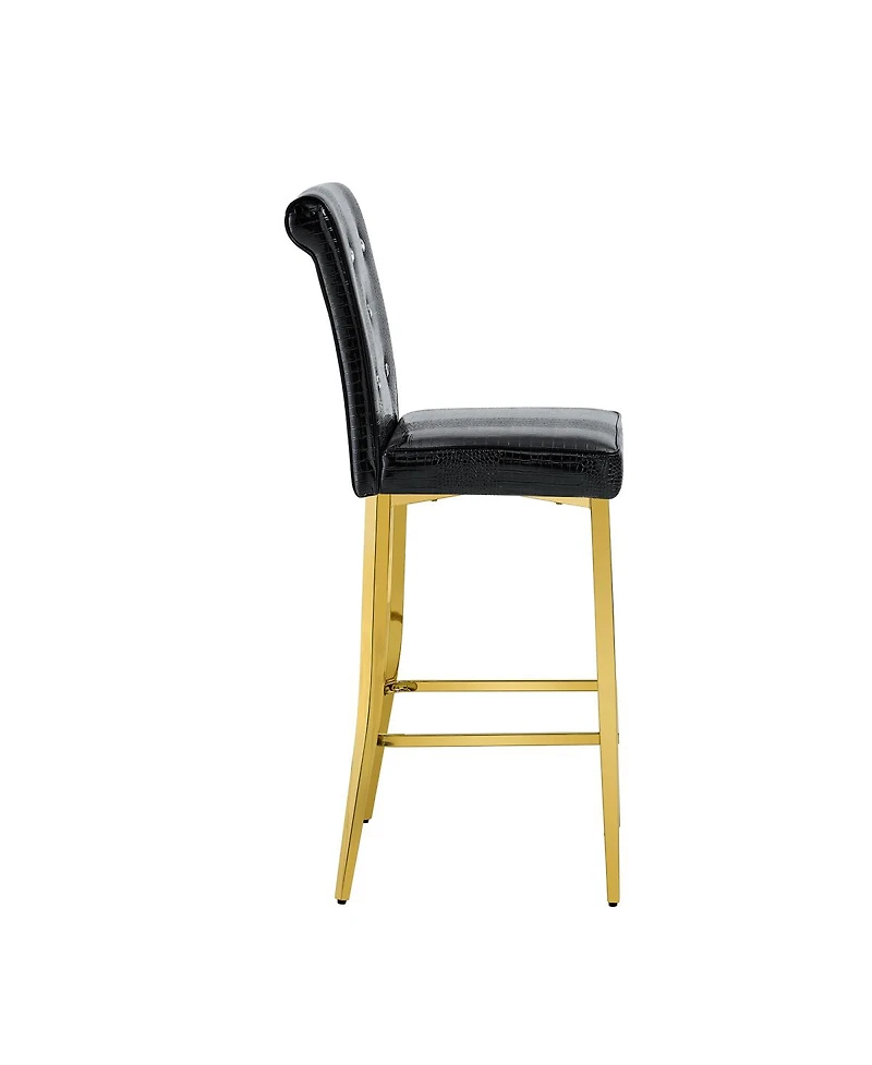 Streamdale Furniture Set of 2 Vintage Crocodile Leather Bar Chairs
