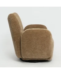 Streamdale Furniture 360 Swivel Accent Chair Chenille Fabric Upholstered Sofa Dark Camel