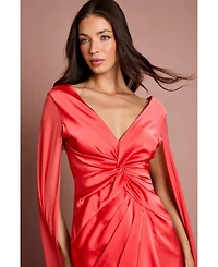 Coast Women's Cape Sleeve V-Neck Satin Maxi Dress