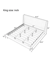 Streamdale Furniture Modern White Boucle Wingback Platform Bed with Legs King Size