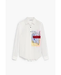 Desigual Women's Printed Pocket Shirt 100% Cotton