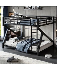 Streamdale Furniture Queen over Queen Metal Bunk Bed with Upgraded Support Slats