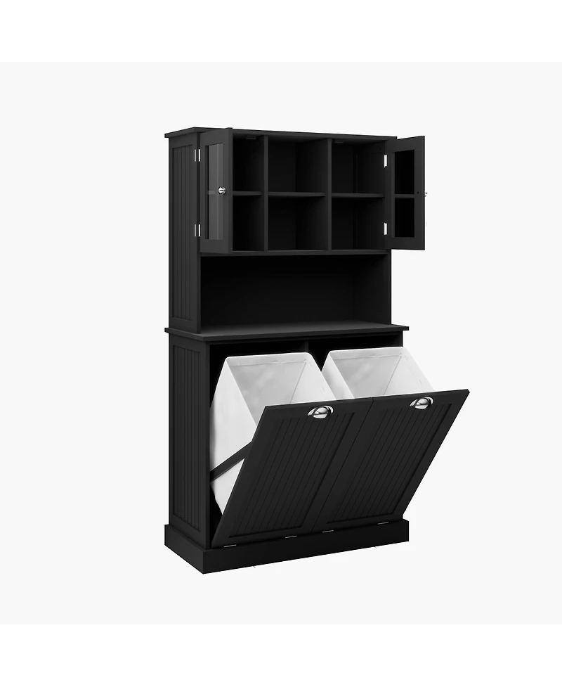 Streamdale Furniture Tilt-Out Two-Compartment Laundry Cabinet with Adjustable Shelves