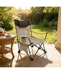 Streamdale Furniture Outdoor Camping Chair 3-Level Reclining Portable with Cup Holder and Carry Bag
