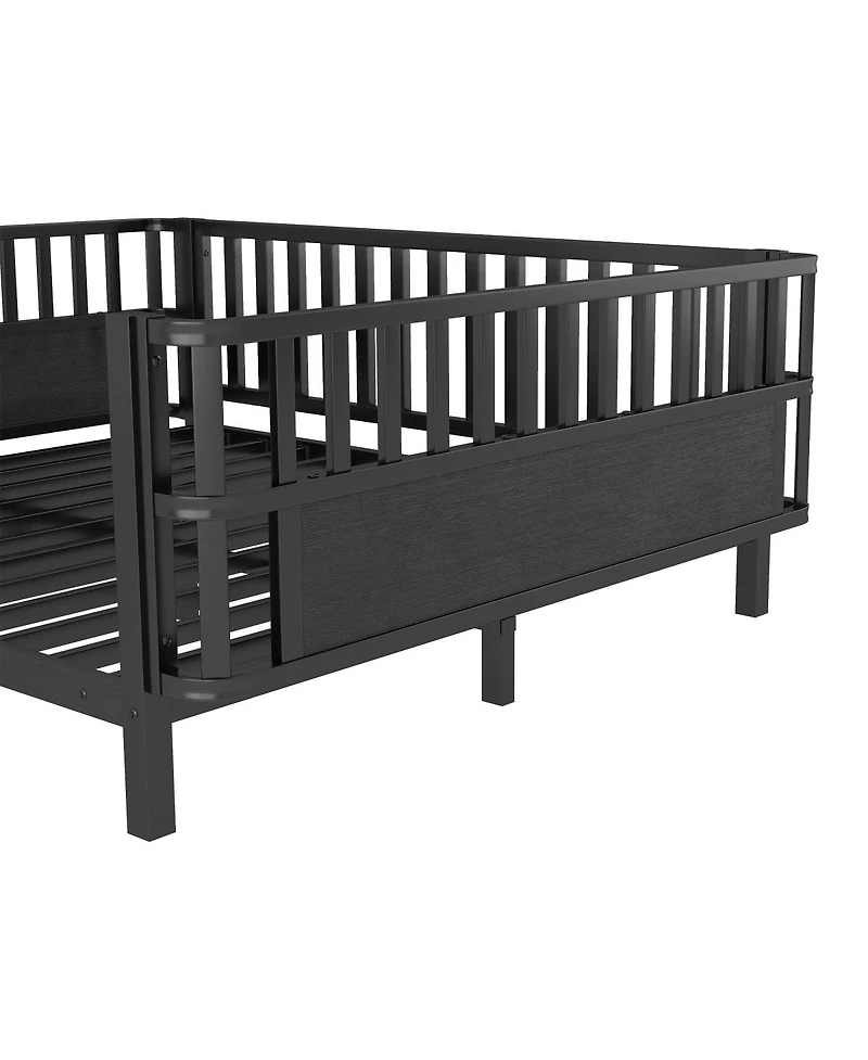 Streamdale Furniture Full Size Metal Platform Bed with Rails Black