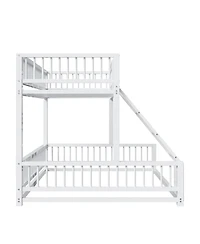 Streamdale Furniture Twin Xl over Queen Floor Bunk Bed with Ladder and Guardrails
