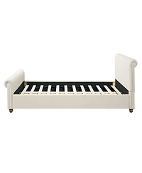 Streamdale Furniture Queen Size Upholstered Linen Bed Frame with Thick Headboard
