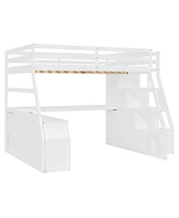 Streamdale Furniture Full Size Loft Bed with 7 Drawers 2 Shelves and Desk