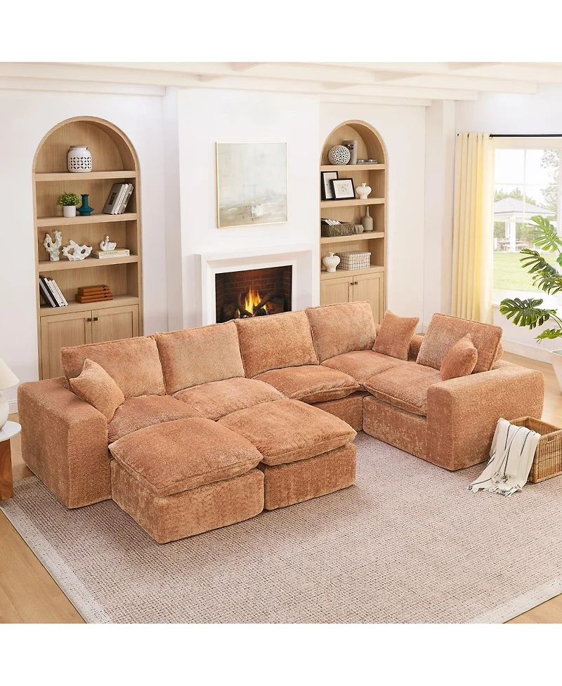 Streamdale Furniture 107'' Modern Boucle L-Shaped Sectional Sofa with Two Moveable Ottomans
