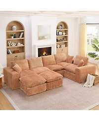 Streamdale Furniture 107'' Modern Boucle L-Shaped Sectional Sofa with Two Moveable Ottomans