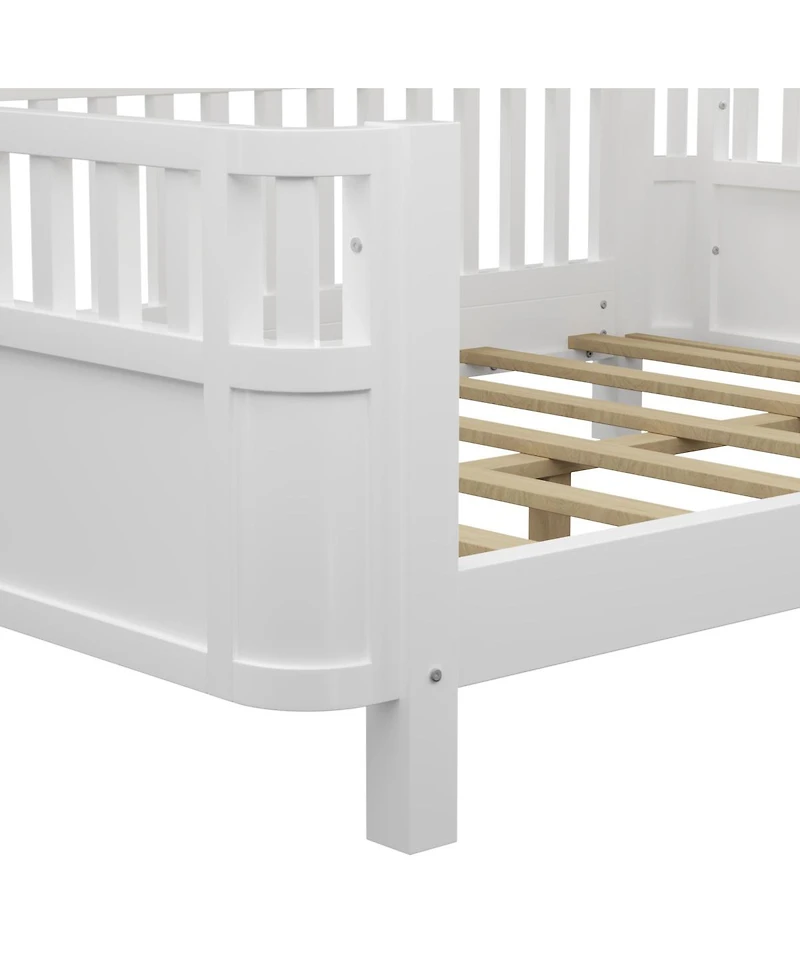 Streamdale Furniture Full Size Wood Platform Bed with Rails for Kids