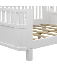Streamdale Furniture Full Size Wood Platform Bed with Rails for Kids