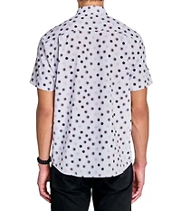 Society of Threads Men's Regular Fit 4-Way Stretch Performance Blurred Dot Short Sleeve Button Down