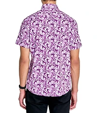 Society of Threads Men's Regular Fit 4-Way Stretch Performance Delicate Floral Short Sleeve Button Down