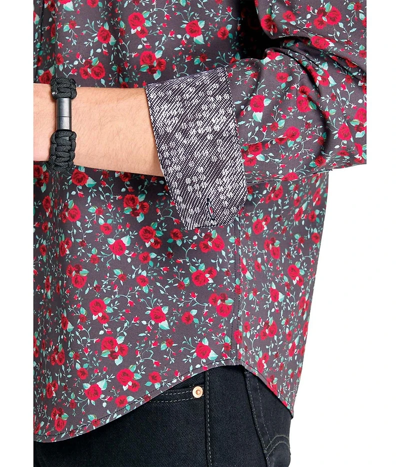 Society of Threads Men's Regular Fit 4-Way Stretch Performance Vibrant Floral Long Sleeve Button Down