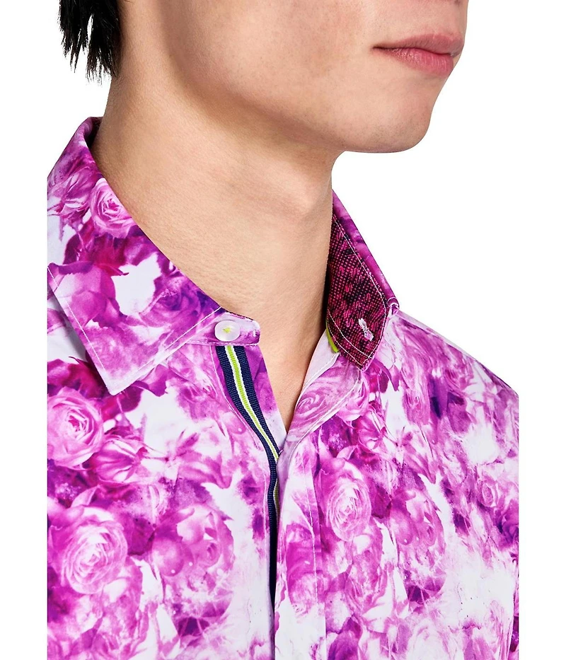 Society of Threads Men's Regular Fit 4-Way Stretch Performance Somber Rose Long Sleeve Button Down