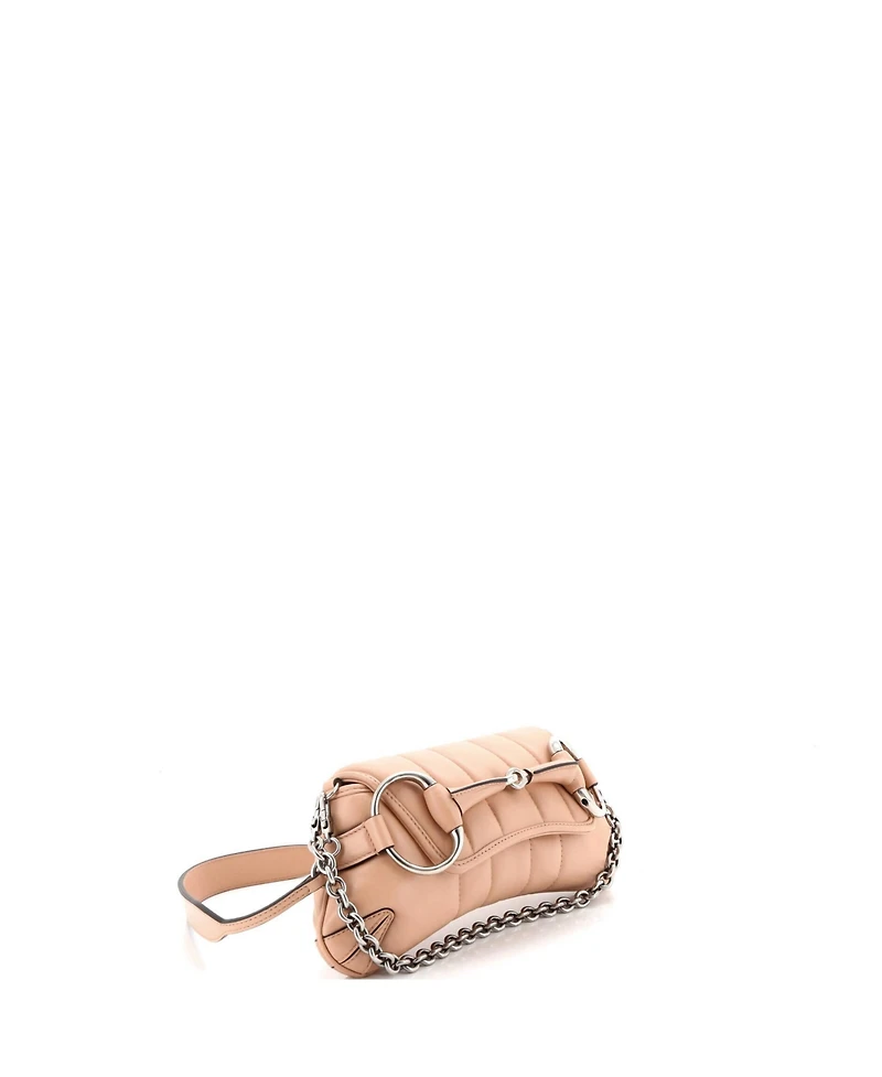 Pre-Owned Gucci Small Horsebit Chain Shoulder Bag Vertical Quilted Leather