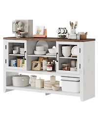 homfan 53" Kitchen Sideboard Buffet Cabinet with Glass Doors, Coffee Bar Table, Storage for Living Room and Dining Room