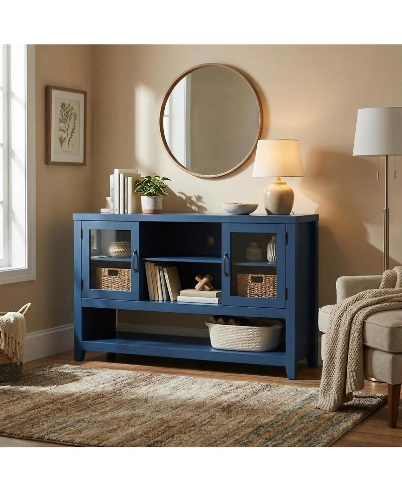 homfan 53" Kitchen Sideboard Buffet Cabinet with Glass Doors, Coffee Bar Table, Storage for Living Room and Dining