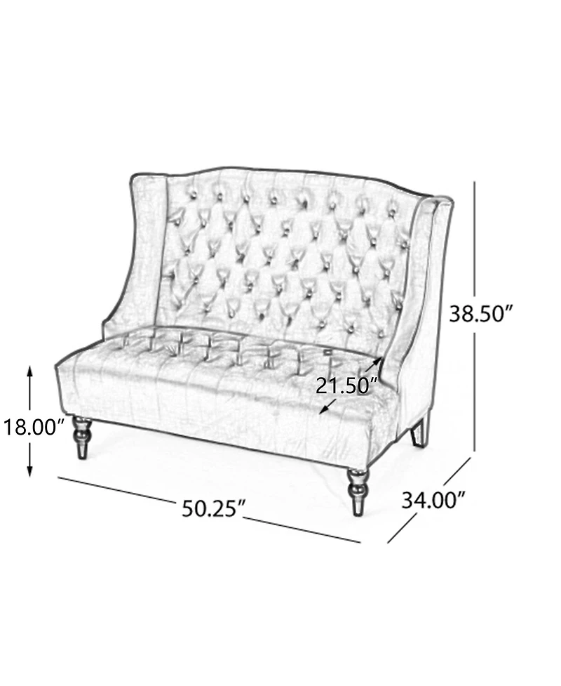 Streamdale Furniture Modern Glam Velvet Button-Tufted Wingback Loveseat
