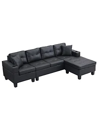 Streamdale Furniture 4-Seat L-Shaped Sectional Sofa with Chaise and Cup Holders