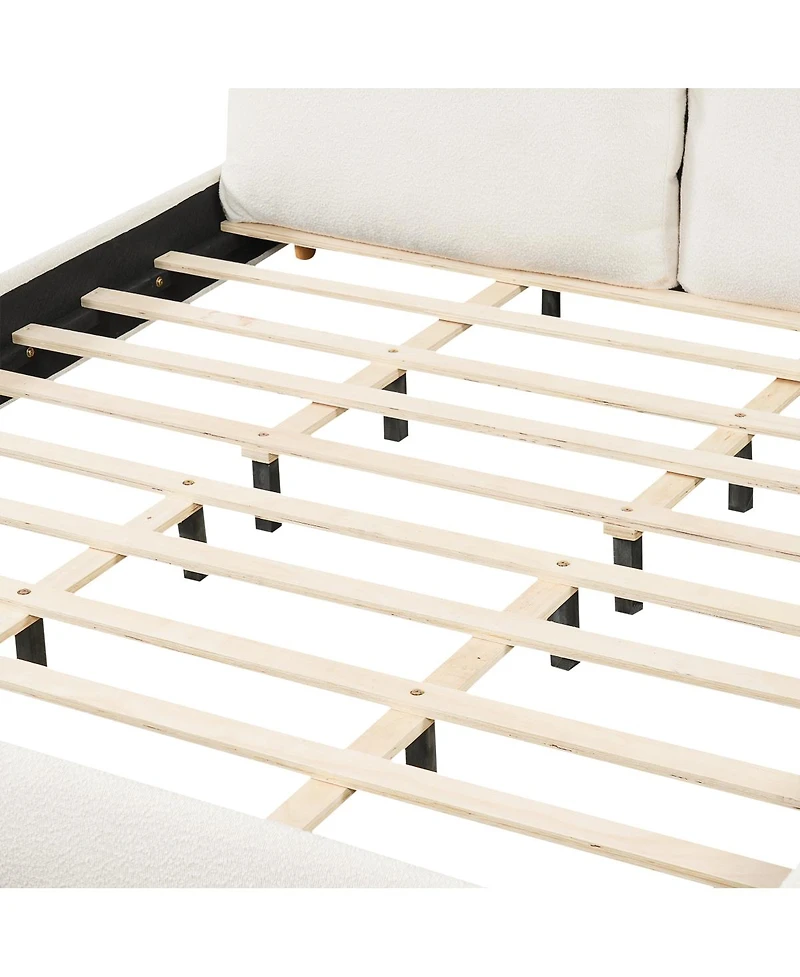 Streamdale Furniture California King Upholstered Bed Frame with Two Removable Pillow Headboards