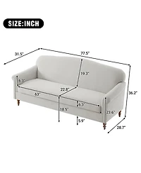 Streamdale Furniture Modern 77.5'' 2-Seater Upholstered Loveseat with Rolled Arms