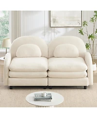 Streamdale Furniture Teddy Fabric Cloud-like 2-Seater Loveseat with Curved Back and Lumbar Pillows