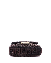 Pre-Owned Fendi Medium Midi Baguette Chain Bag Zucca Shearling