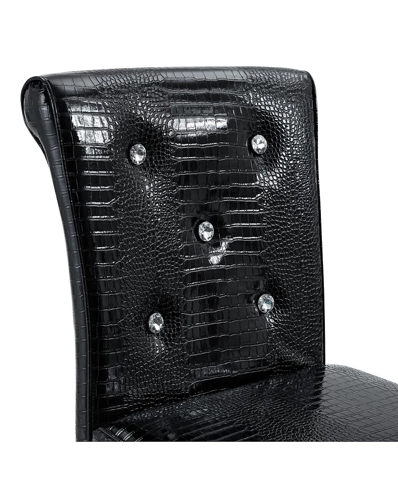 Streamdale Furniture Set of 2 Vintage Crocodile Leather Bar Chairs with Crystal Clasps