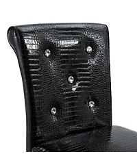 Streamdale Furniture Set of 2 Vintage Crocodile Leather Bar Chairs with Crystal Clasps