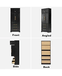 Streamdale Furniture 78.2'' Farmhouse Kitchen Pantry Cabinet with 8 Door Shelves and 3 Drawers Ash