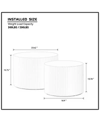 Streamdale Furniture Round Nesting Coffee Table Set of 2 Mdf for Living Room
