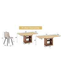 Streamdale Furniture 6-Piece Scalable Dining Set: 59-71 inch Pull-Out Table and Warm Gray Pu Chairs